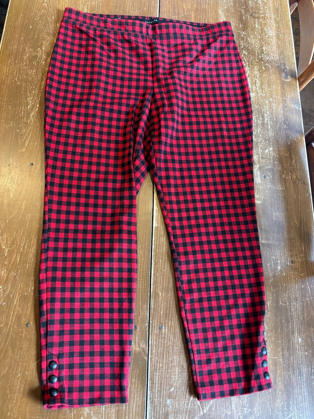Talbots Red and Black Buffalo Plaid Trousers stretchy waistband